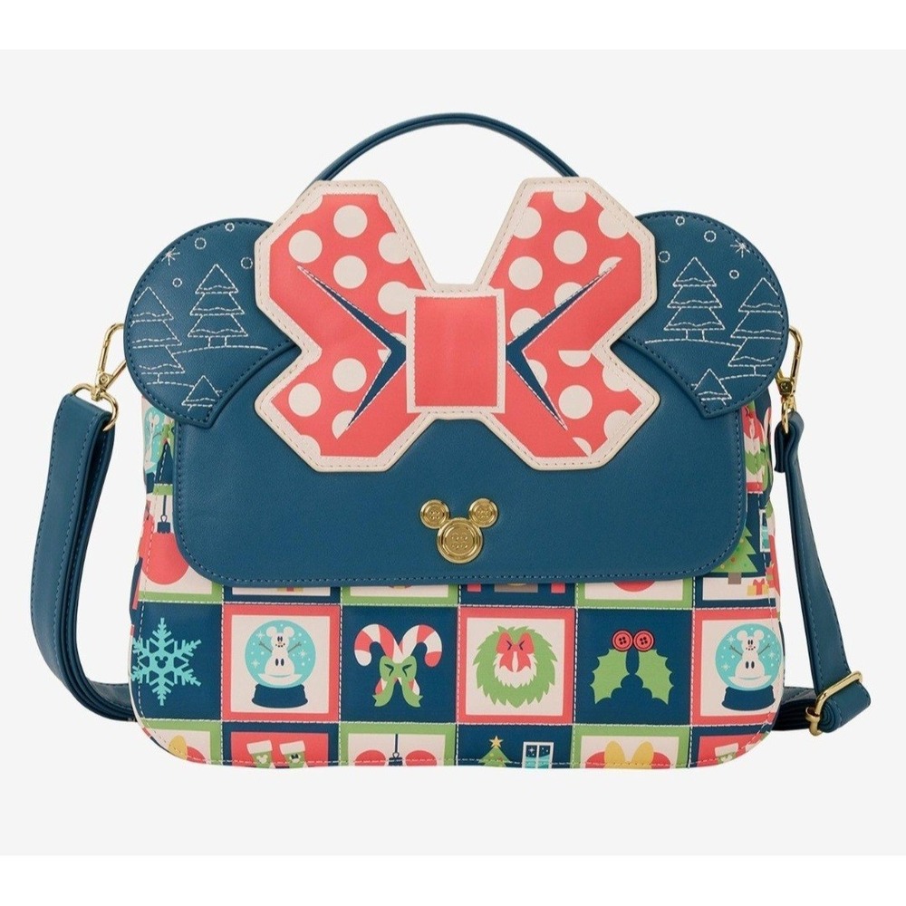 NEW‎ Loungefly Disney Minnie Mouse Ears Holiday Christmas Crossbody Bag